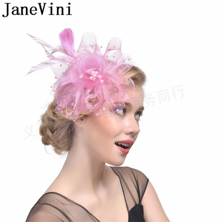 JaneVini Elegant Feathers Bridal Hat 