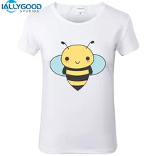New Summer Kawaii Bee T-Shirts Women Cute Cartoon Harajuku Novelty Animal Print White T-shirts Slim Casual Women Tops S1078
