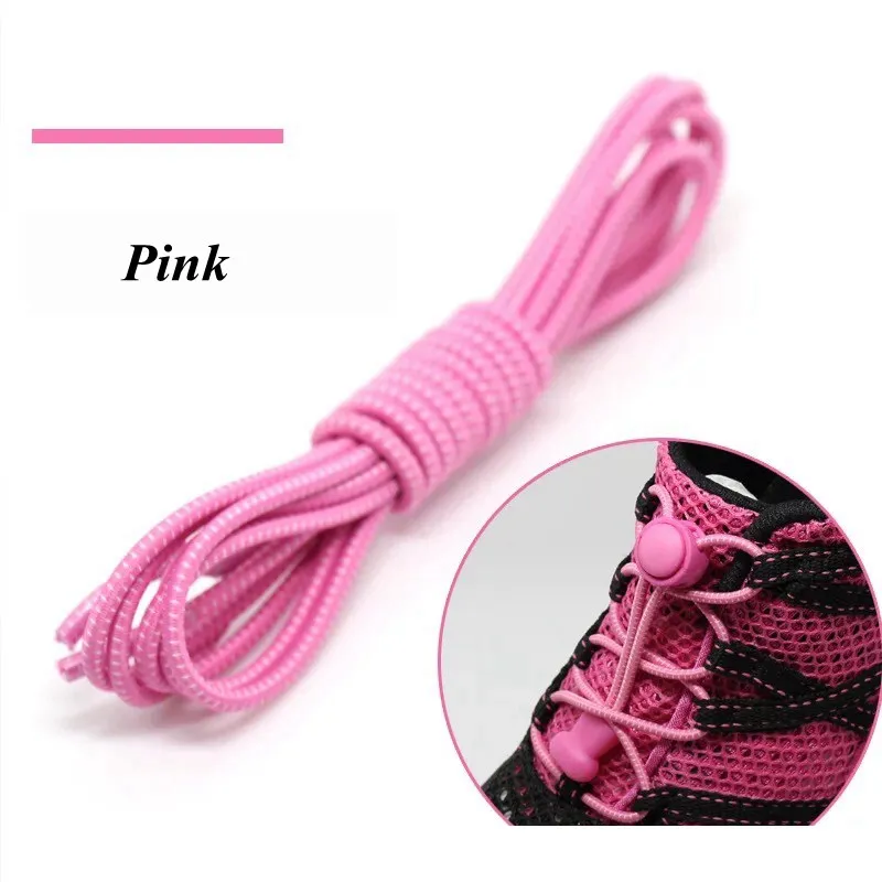 100 см растягивающийся замок кружева 22 цвета пара фиксирующий башмак шнурки эластичные шнурки для кроссовок шнурки для бега/триатлона T1 - Цвет: Pink