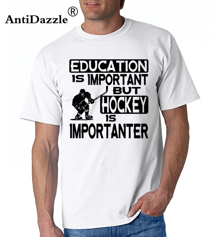 Adult Education Is Important But Hockeys Importanter T-Shirt Men's Shirts Men Clothes Novelty Cool | Мужская одежда
