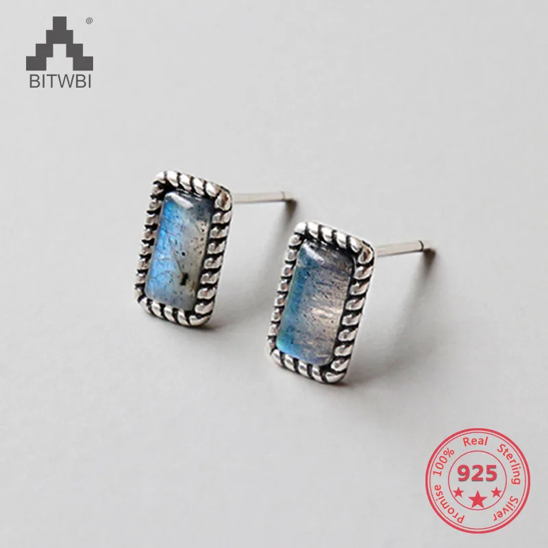 925 серебряные серьги для Для женщин Jewelry натуральный лунный камень новый простой