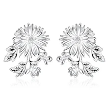 Оригинальные 925 пробы серебряные женские серьги-гвоздики Элегантные цветы популярный дизайн женские серьги Модные ювелирные изделия на каждый день