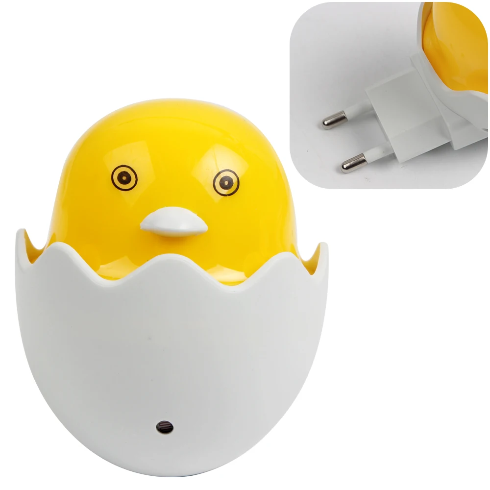

US EU Plug Wall Socket Lamps High Quality LED Night Light Light Control Sensor Yellow Duck Bedroom Lamp AC 110-220V