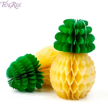 

FENGRISE 5pcs Pineapple Tissue Paper Honeycomb Table Luau Hawaiian Party Hanging Decoration Birthday Party Favors Event Supplies