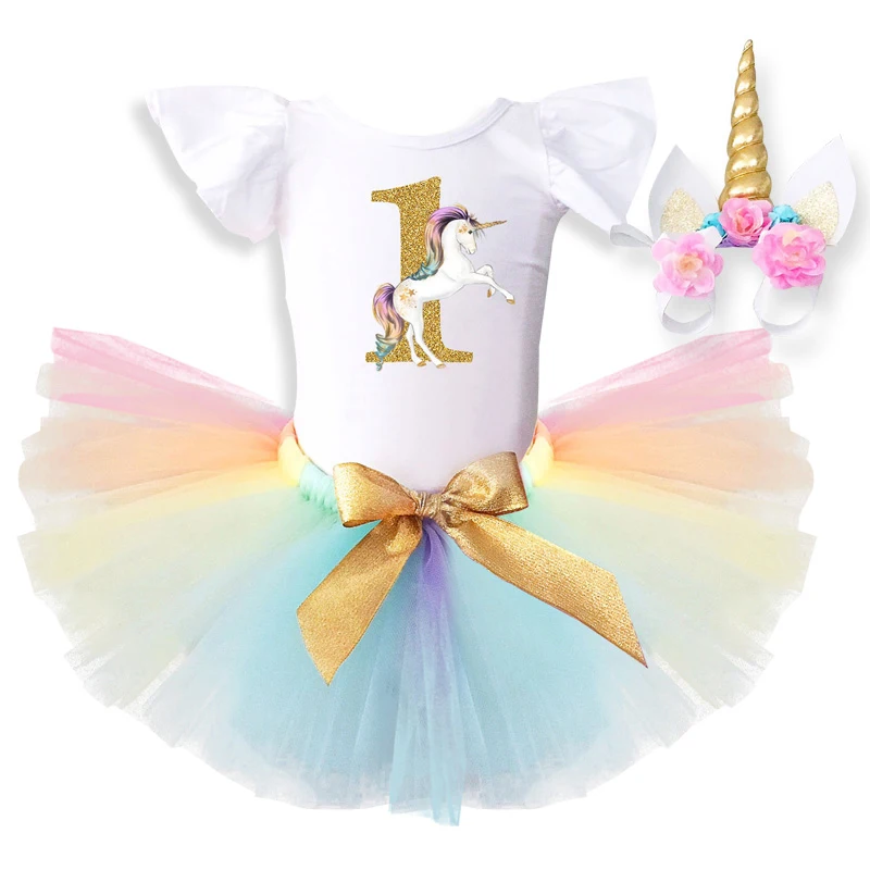 Cute Flower Girl Unicorn Dress For Infant Princess Party Costume
