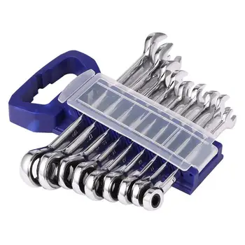 

9pcs/set 8-19mm Ratchet Wrenches Dual-purpose Quick Offset Spanner Ratchet Wrenches Automobile Car Repair Tool E5M1