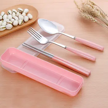 

50set/lot Stainless steel Portable Tableware Sets Combination Spoon Fork Chopsticks Bento Tableware Kitchen Tools Tableware