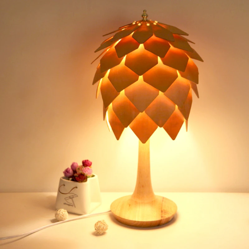 Nordic Kreative Tannenzapfen Design Holz Tisch Lampe Moderne Natur Diy Home Deco Personlichkeit Schlafzimmer E27 Led Lampe Tisch Beleuchtung Lampe Desk Lamps Aliexpress