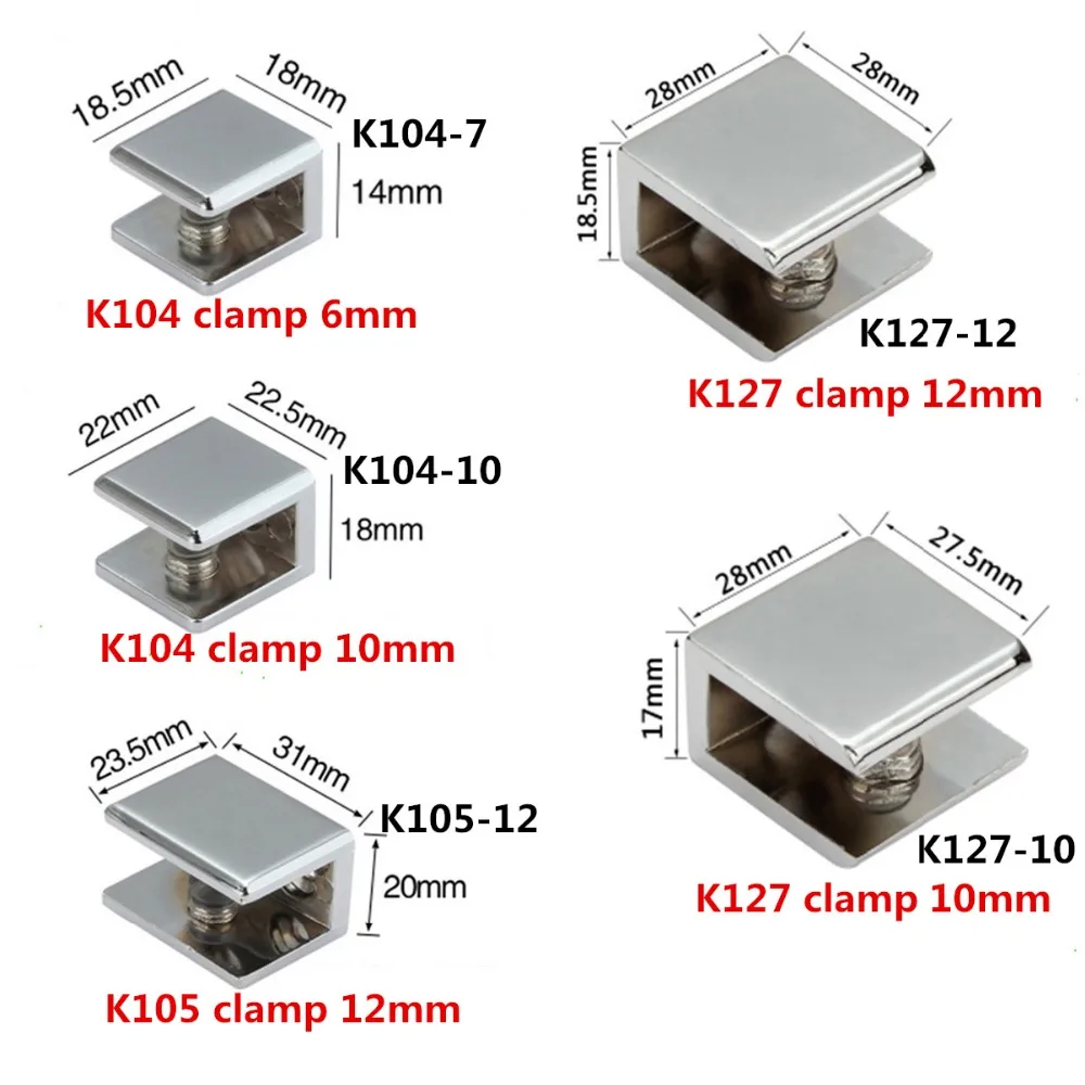 One Pair Square shape Zinc alloy Glass Clamp bracket Glossy shiny shelf support Can clamp 6mm/10mm/12mm One Pair Square shape Zinc alloy Glass Clamp bracket Glossy shiny shelf support Can clamp 6mm/10mm/12mm