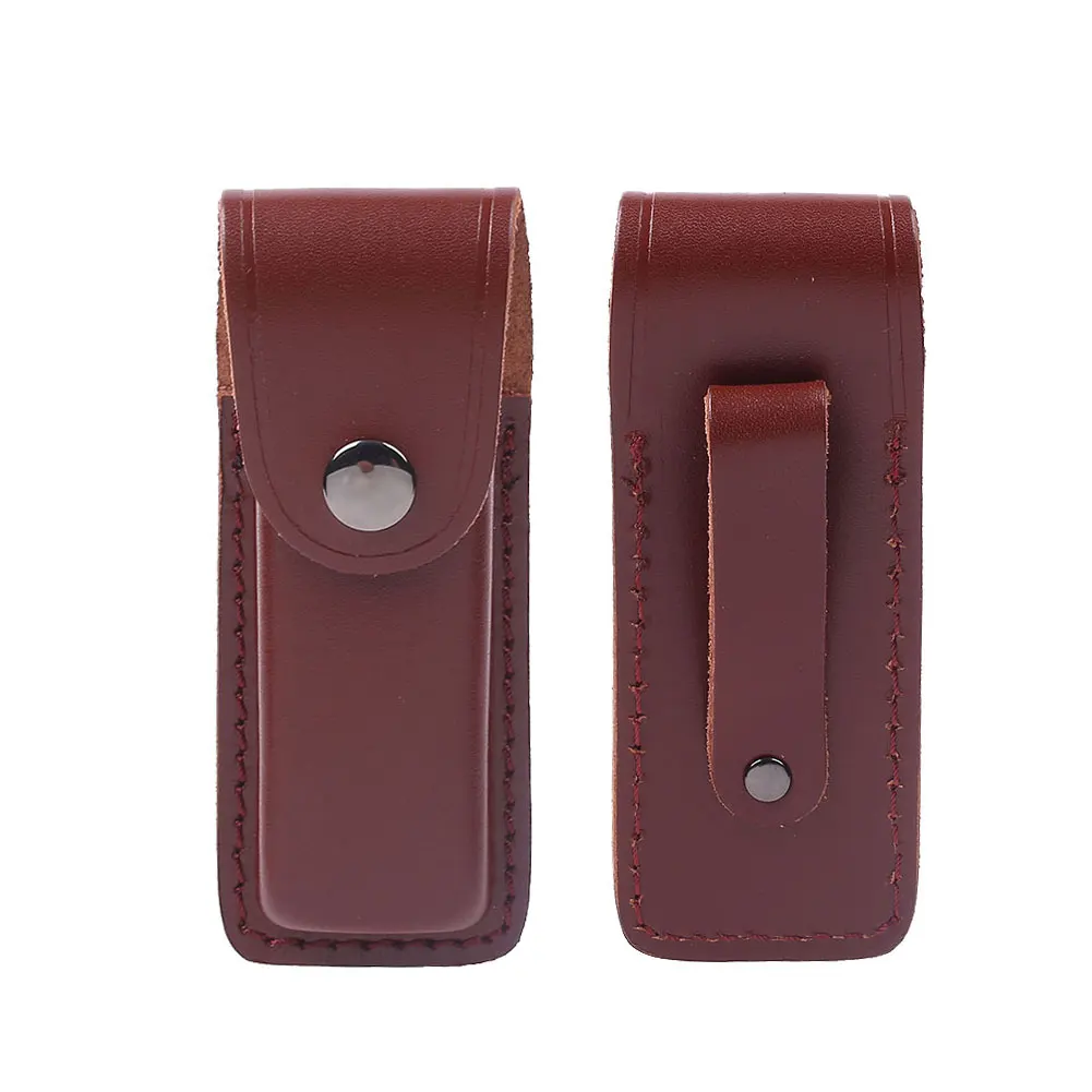 

Hunting Tactical Folding Knife Sheath Cover Real Leather Outdoor Tools Portable