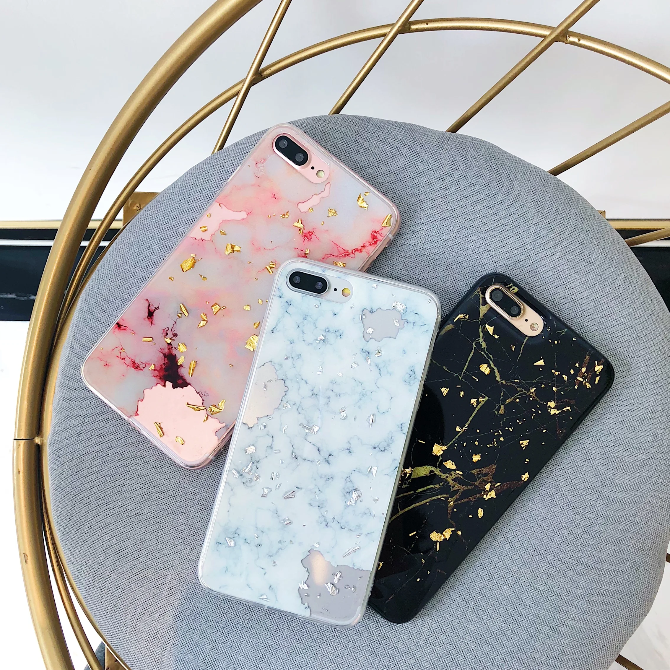 

Luxury Gold Foil Bling Marble Phone Case For iPhone X XS Max XR Soft TPU Cover For iPhone 7 8 6 6s Plus Glitter Case Coque Funda