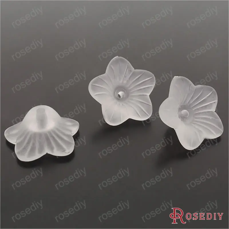 Wholesale 18*9mm Smoke White Flower Acrylic Beads Diy Jewelry Findings Accessories 120g Roughly 155 pieces(JM7162) | Украшения и