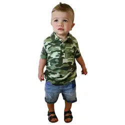 Для маленьких мальчиков одежда очень рекомендуется Дети камуфляжные, для мальчика, футболка, топы, джинсовые комплекты одежды из топа и
