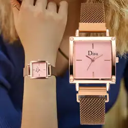 Новые женские нарядные часы минималистичные розовые женские квадратные магнитные часы montre femme водонепроницаемые кварцевые наручные часы