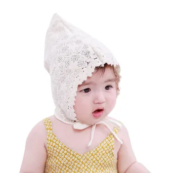

Summer Sweet Hollow Infant Baby Hat Soft Cotton Girls Lace-up Beanie Cap