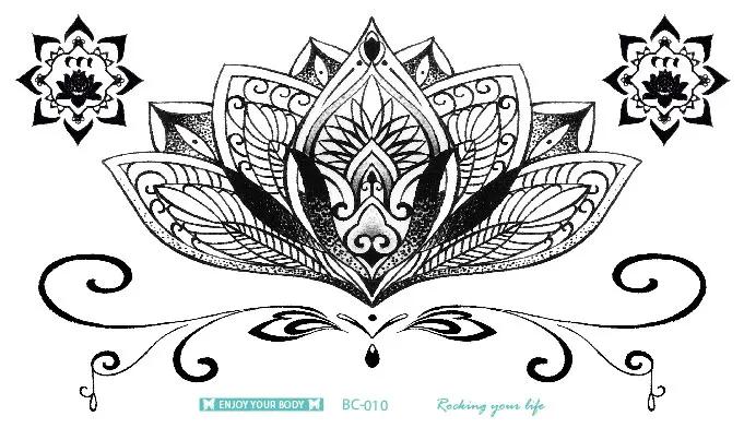 Fashinal Clavicle, Женская татуировка, водостойкая, для тела, временная, боди-арт, татуировки, наклейки, Большая татуировка, племенная татуировка на талии живота - Цвет: BC-010