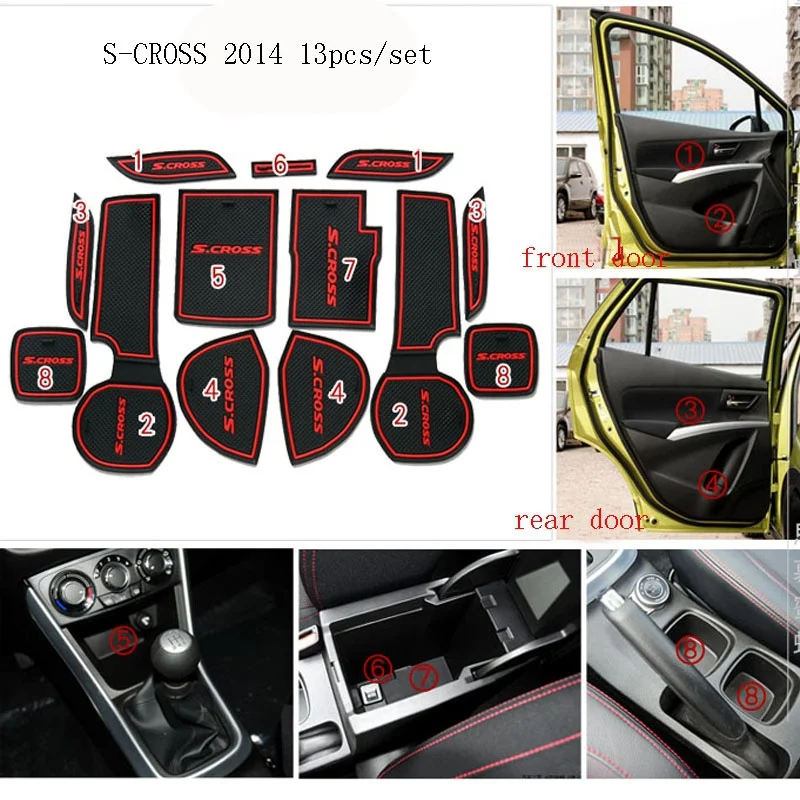 Для 2014 2016 Suzuki SX4 S Крест с крест ворота слот площадку не скользит Кубок Коврики s