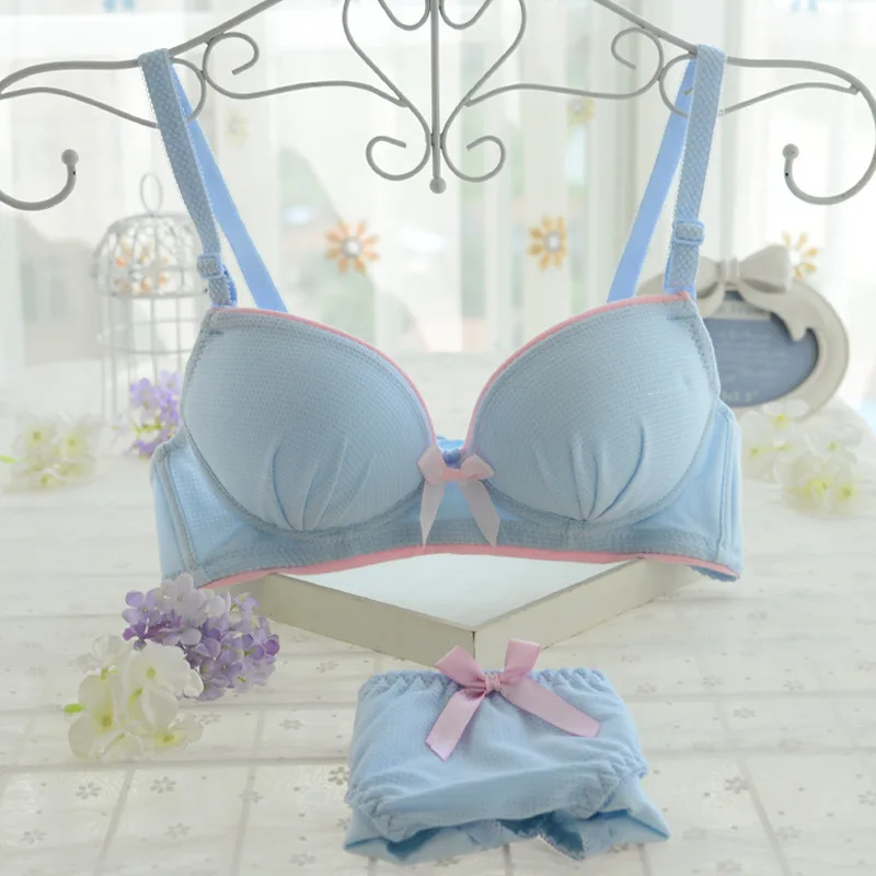 Free Shipping Bra Set A/B Cup 5 Solid Color Lace Girl Underwear heart Women Lingerie Lady Bra+panties Underwire Push Up B3881