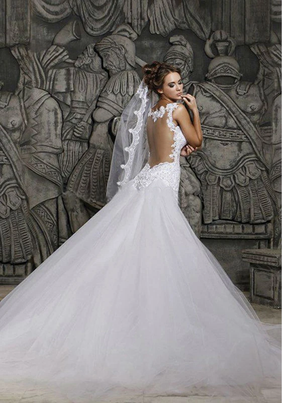 vestido de novia corte sirena con velo – vestidos de mujer