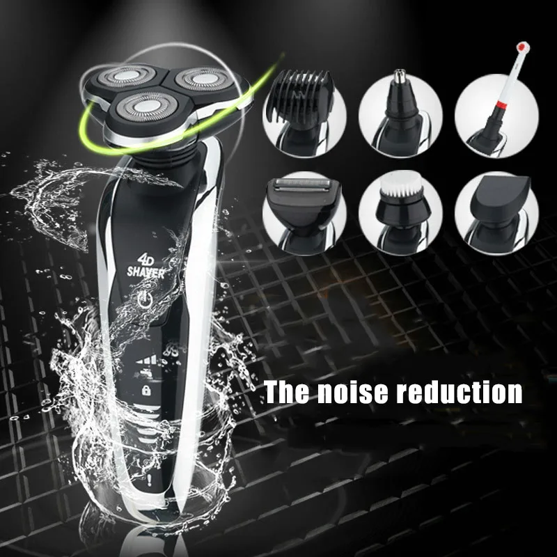 

Mens Washable Rechargeable 3 Blade Electric Shaver Beard Razor 7 In 1 beard Nose trimmer Face Clean Electric Toothbrush for man
