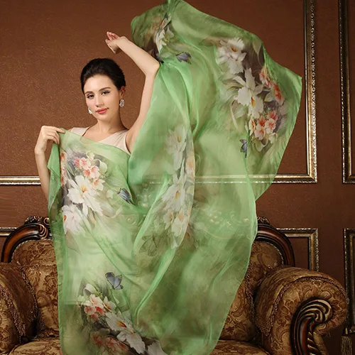 

High quality thin 100% real silk scarf Shawl wrap hijab Women lady fashion Long scarves Female Spring Summer sunscreen
