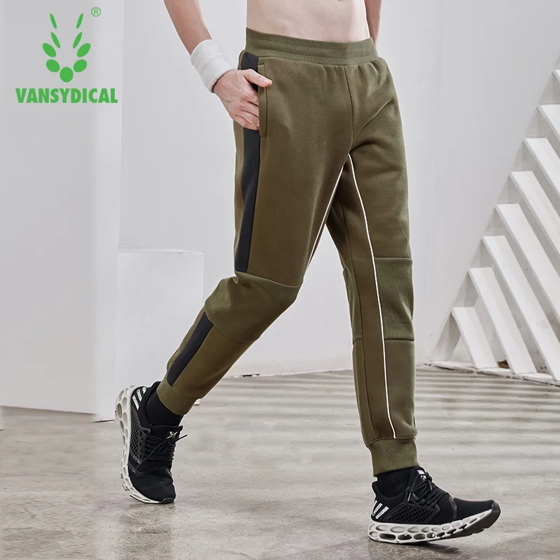 Vansydical зимние спортивные штаны для бега мужские свободные хлопковые с