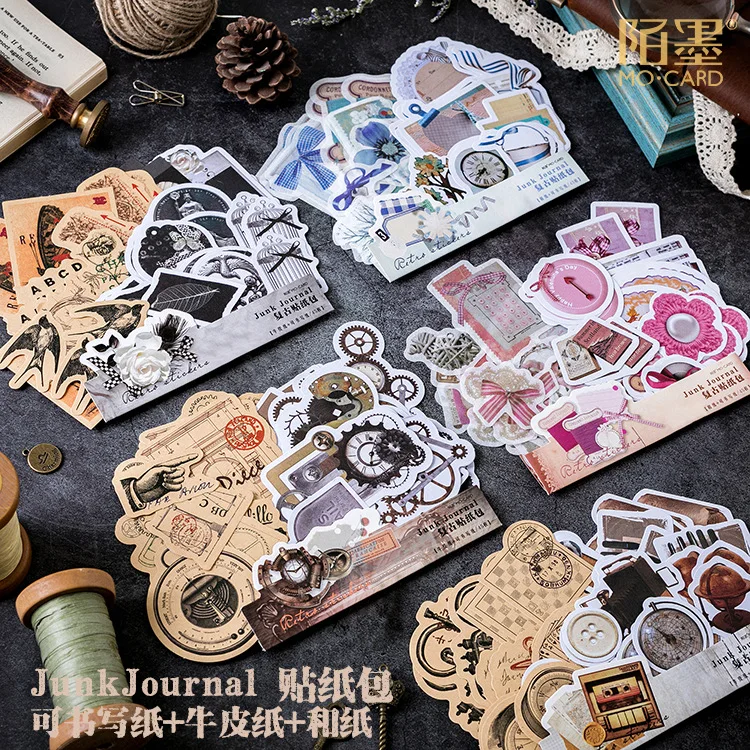 

Junk Journal Retro Grocery Store Series Sticker Packs Stationary Decorative Handbook Material Sticker Flakes Scrapbooking