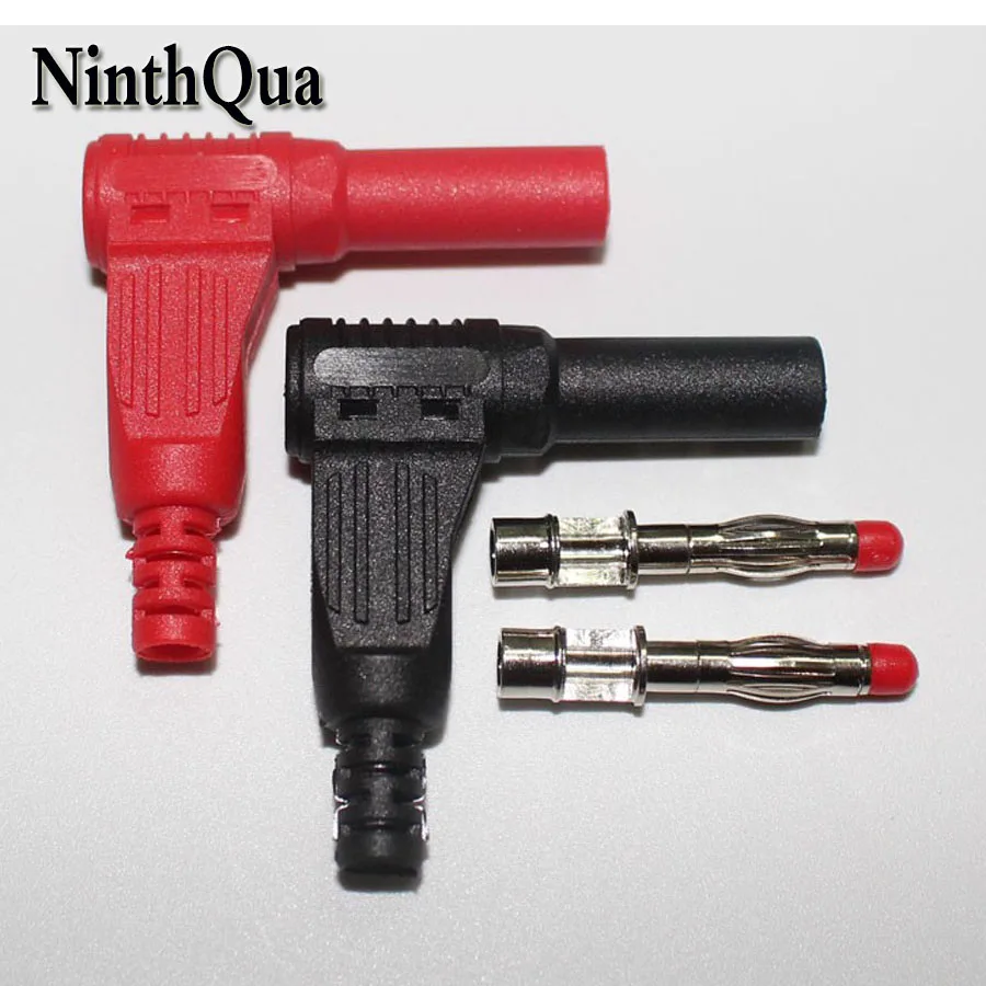 

50pcs DIY 90 Angle 4mm Banana Plug with Sheath Plugs Adaptor Connector for Multimeter,CATIII 1000V /MAX 32A Four color