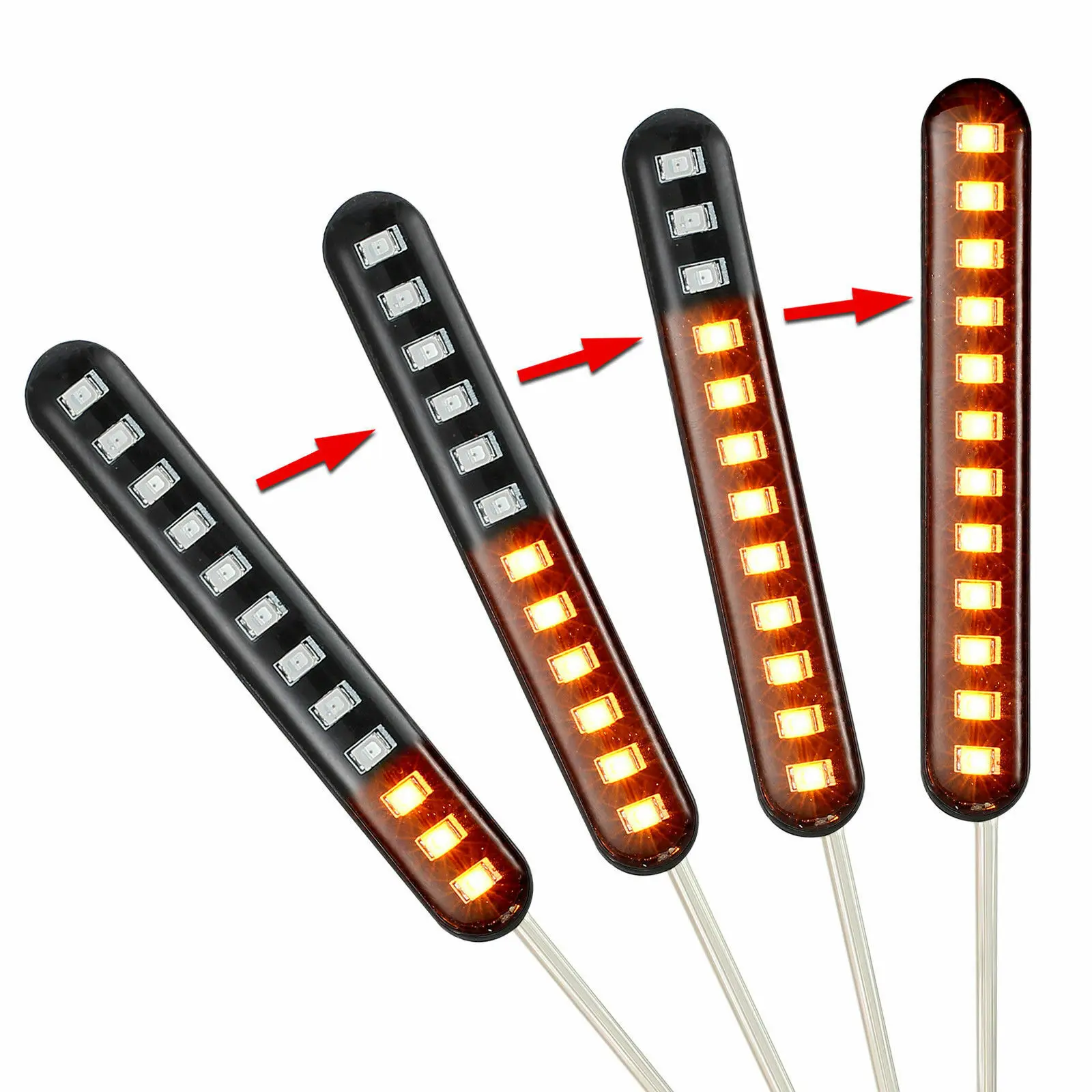 

2Pcs 12 LED Turn Signals Strip Motorcycle Flowing Water Tail Brake Lights 3528SMD License Plate Light Blinker Stop Flicker