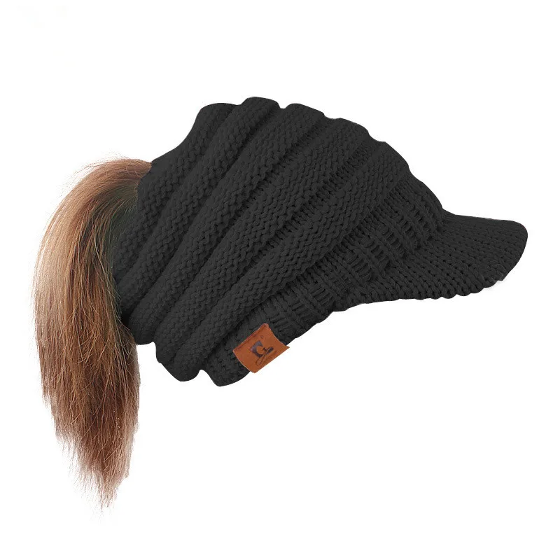 2018 new European and American popular winter hat wool line cap with hole cap ski hat