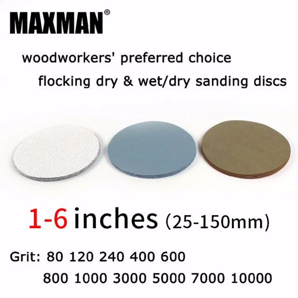 

30 pcs/lot 1-6 inches Hook and Loop Dry & Wet/Dry Flocking Sanding Discs for Polishing Sanding Pad Rotary Tools Accessories