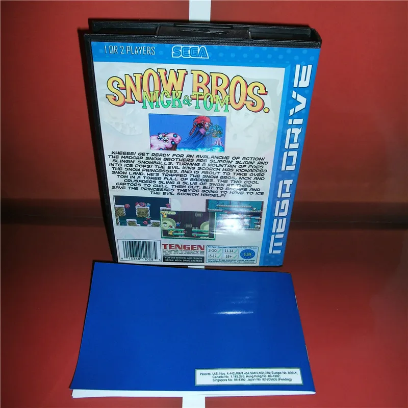 Snow Bros. Крышка ЕС с коробкой и руководство для Sega megadrive Genesis игровая консоль 16 бит MD карта