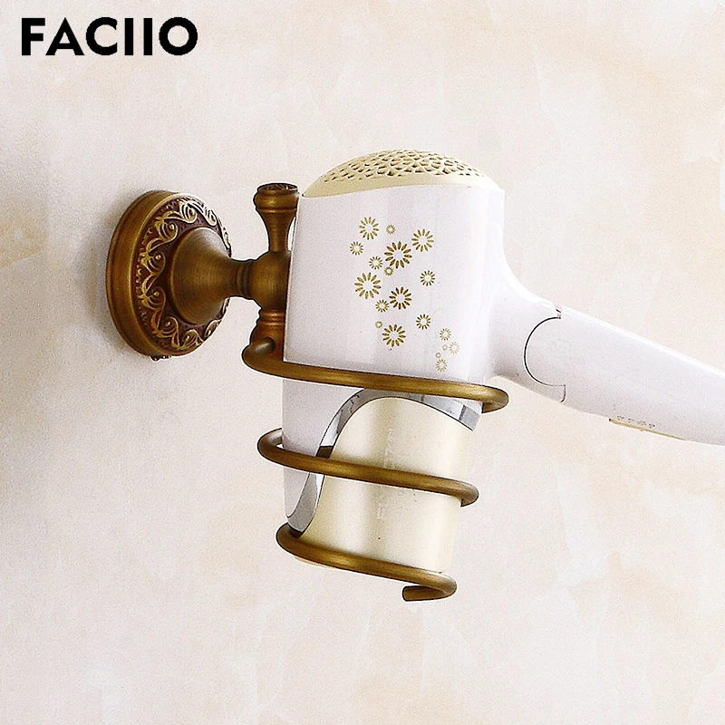 

FACIIO Hair Dry Holders Bathroom Shelves Hook Wall Mounted Storage Rack Bathroom Hardware Shelf Storage Racks Bath Accessories