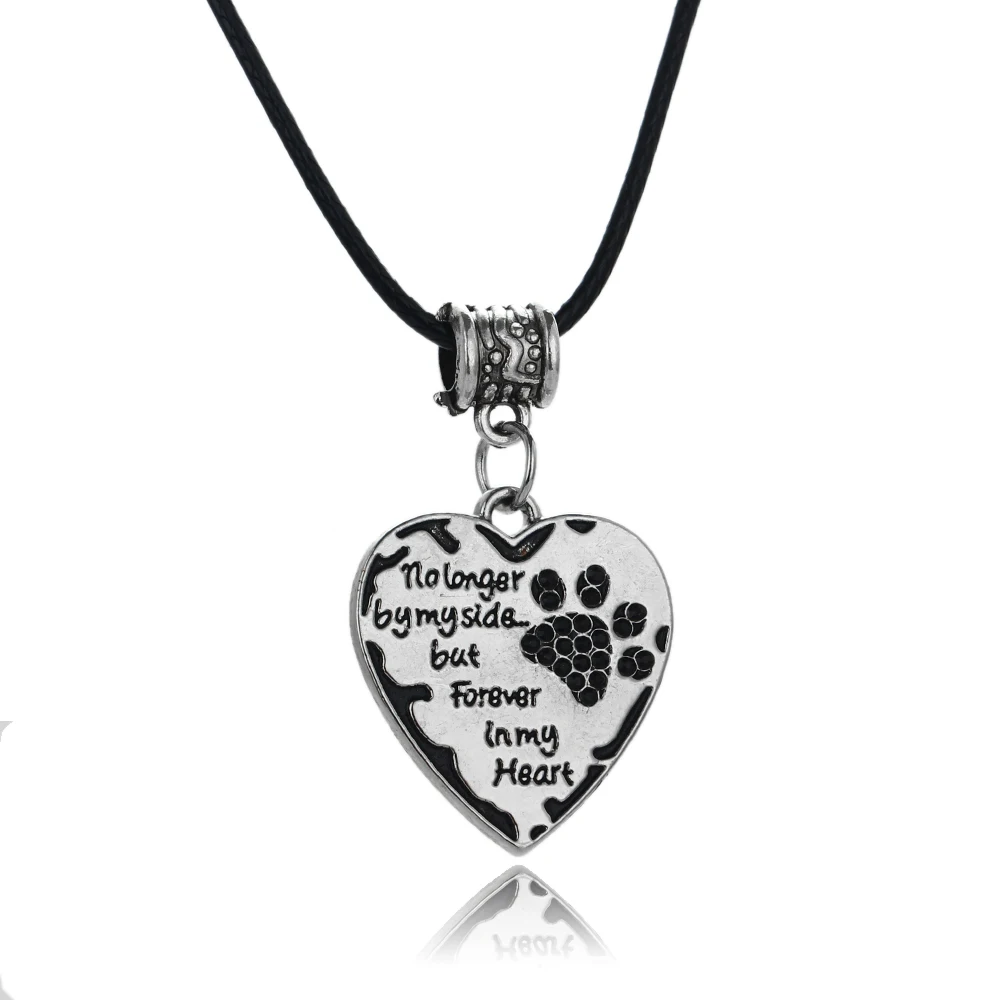No Longer By My Side Loss Of Dog Cat Pet Memory Necklace In Pink Black Paw Charm 