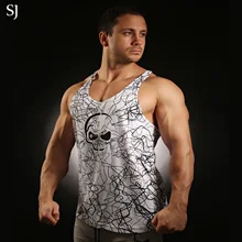 Бренд SJ майка для мужчин спортзалы фитнесс Одежда Бодибилдинг майка 3D печать