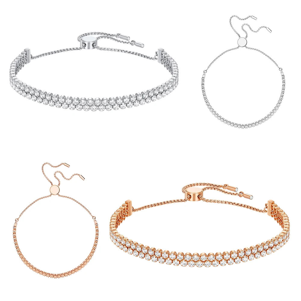 

SWA RO 2019 New SUBTLE DOUBLE Bracelet Female Gorgeous And Charming Crystal Authentic 1:1 Lady Fashion Charm Wild Jewelry Gift