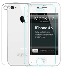 2 pcs/lot 0.3mm One Front one Back Tempered Glass for iPhone 4 4s 2.5D Arc Edge Screen Protector with Clean Tools
