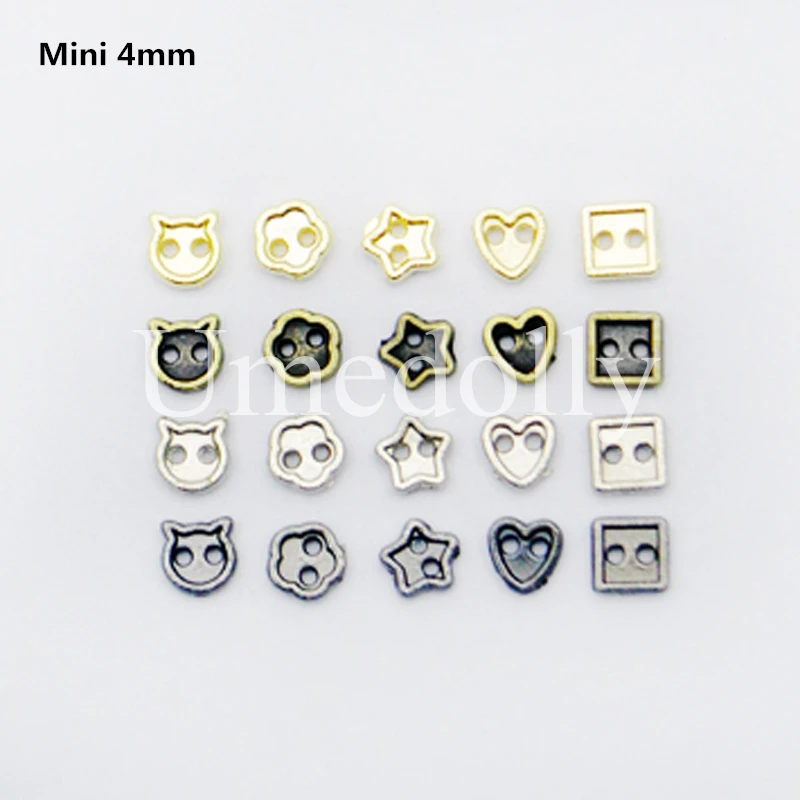 

20/50/100PCS Mini Metal Buttons 4mm Gold Silver Bronze Gun Color Buttons Doll Clothes Buttons for DIY Barbi Blyth Doll Clothing
