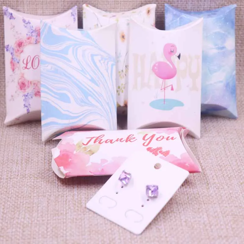 

24pcs/1lot Wholesale Pillow box Jewelry&necklace&Earring DIsplay Box with "Thank You" Wedding gift box with inner card 5*4cm