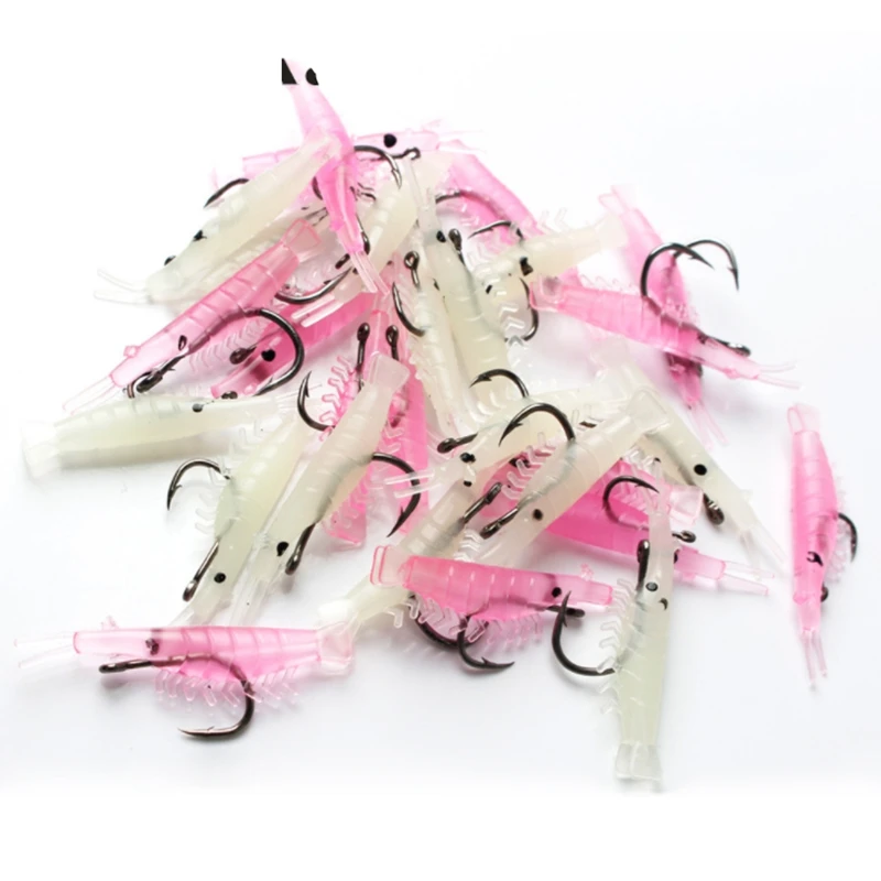 

10pcs/lot 4cm Soft Transparent luminous Shrimp Fishing lure Artificial Small Shrimp Lure Spin Crankbait For Ocean Lake River