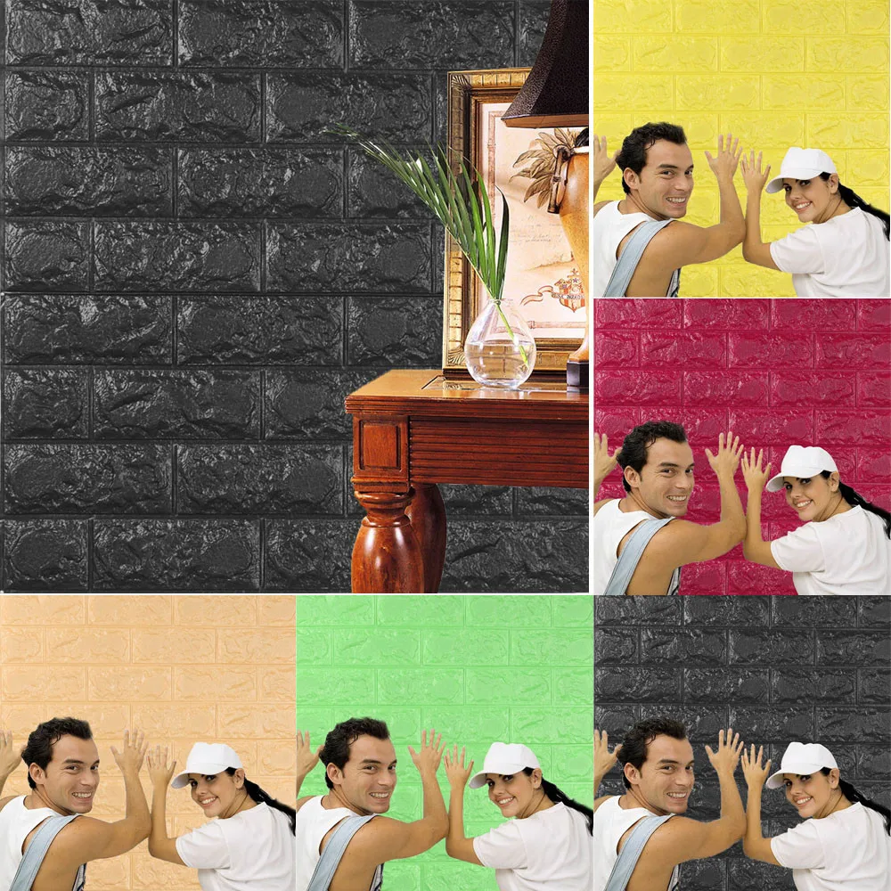 

New PE Foam 3D Wallpaper With Soft Sponge Face Cover Wall Decor Embossed Decoration Home Decor Wall Stickers Room Decoration