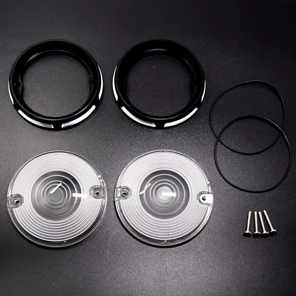 Burst Dish Bezels&White Turn Signal Lens For Harley Touring Road Glide