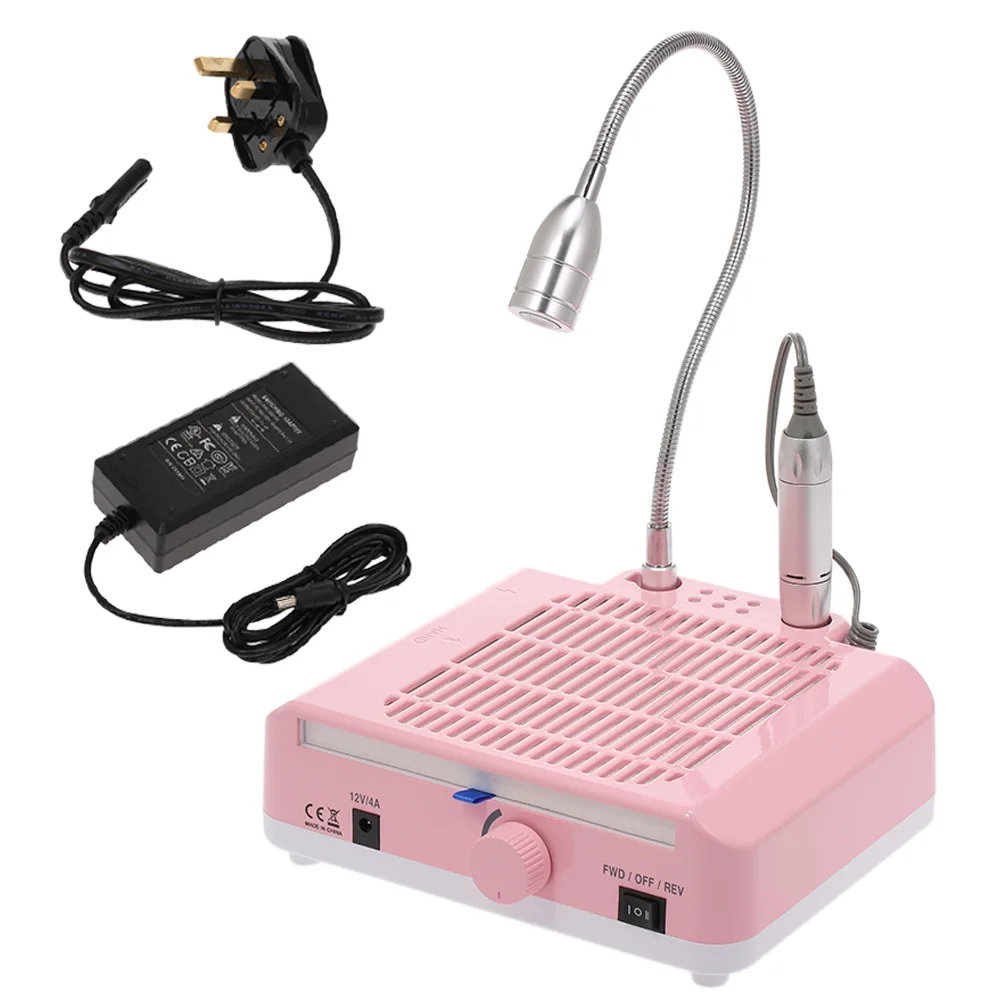 Pink UK Plug 3-в-1 салон, нейл-арта машина 25000 оборотов в минуту, сверла для ногтей пылесборник светодиодный настольная лампа с Фрезер для ногтей, сверлильный биты-Аксессуары - Цвет: Pink UK Plug