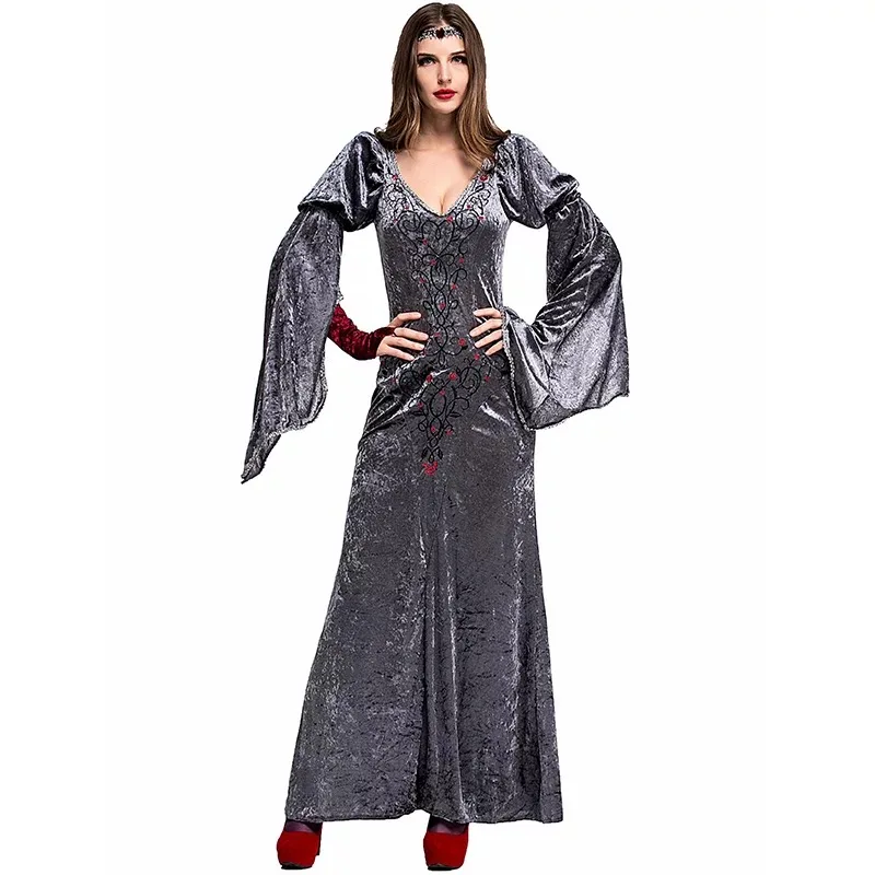 Adult Women Wicked Witch Queen Costume Halloween Medieval Gothic Gown ...