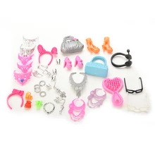 Accessories for Barbie Doll Set of Fashion Jewelry Necklace Earring Bowknot Crown Accessory Dolls Kids Gift