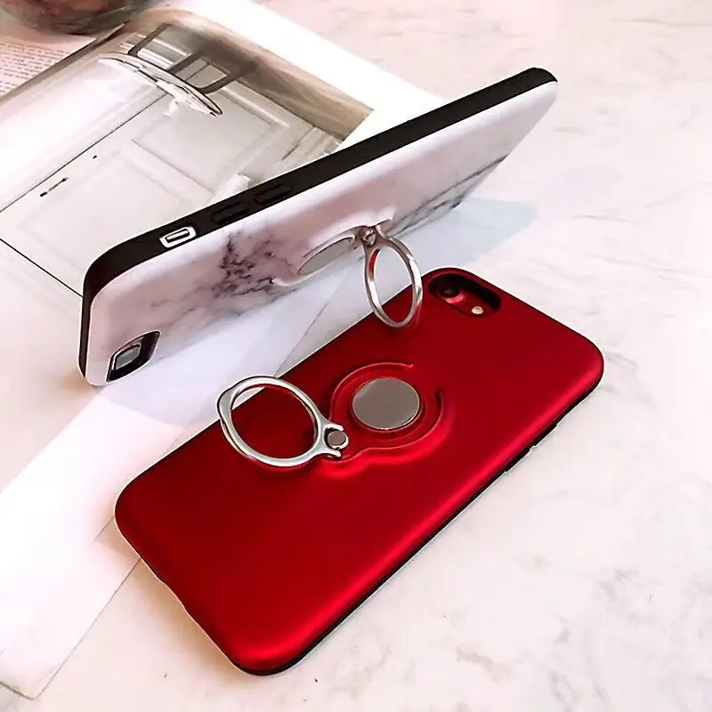 I X Silicone TPU Luxury Matte Marble Capinha Cover Cases For Iphone 6 S 6s 7 8 Plus X With Business Car Ring Holder Stand Cover (5)