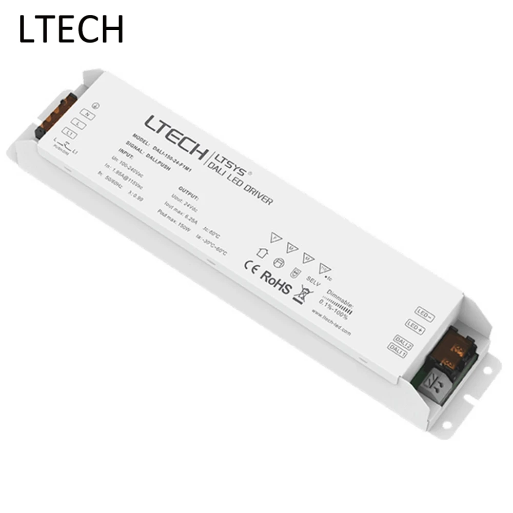 

LTECH 24V 6.25A 150W Dali Led Dimming Driver Power Adapter DALI-150-24-F1M1 100-240VAC Input Led Controller For Led Lights