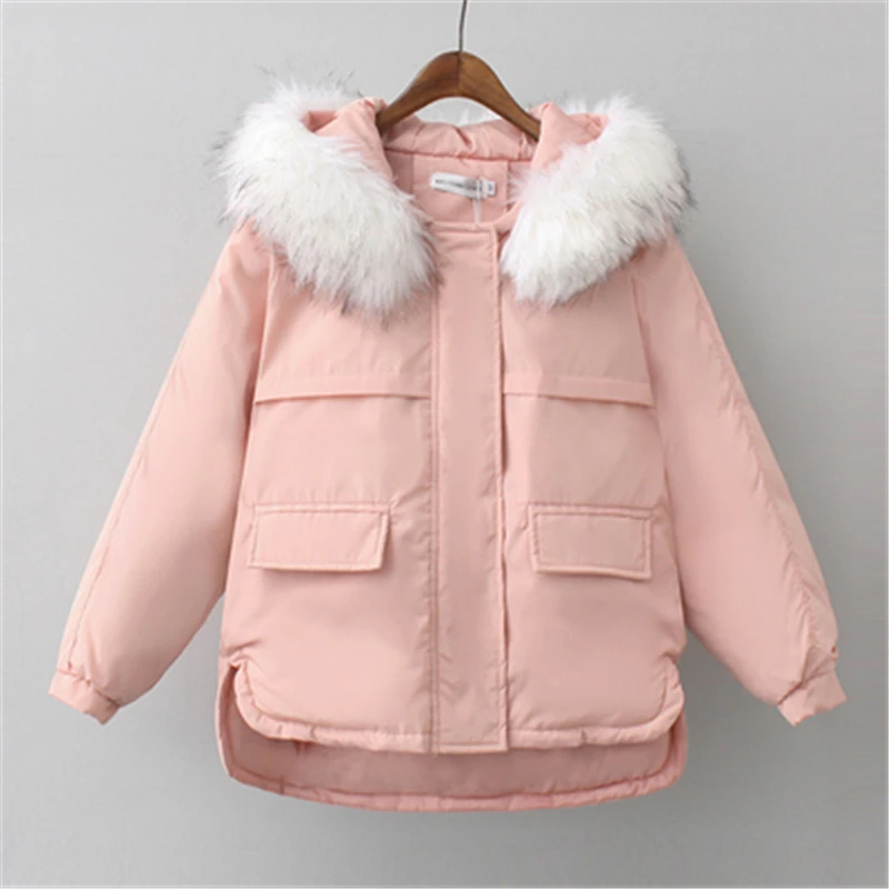 

Women Coat Women Winter Women's Coat parkas Hoodies Winter Big fur Collar Cotton jacket Padded Warm Woman Cotton Coat J989