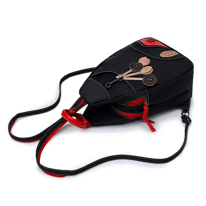 Nylon negro plástico impermeable de Mujeres de viaje de compras Mochila que puerto de carga USB externo Casual bolso Escolar Mochila