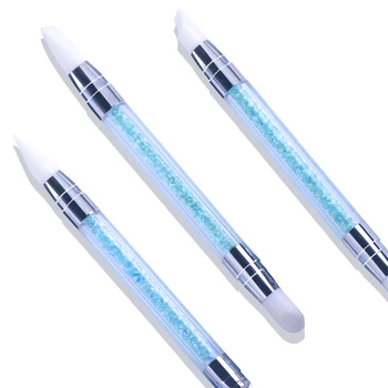 

fengshangmei 3pcs Nail Brush Crystal Nail Art Design Pen Rubber Head Rhinestones Design Nail Tools